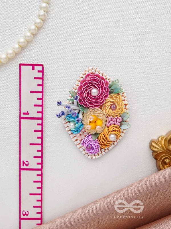 VASANTIKA- THE SPRING BLOOM - SEQUINS,PEARLS AND RESHAM EMBROIDERED EARRINGS (MULTICOLOR)