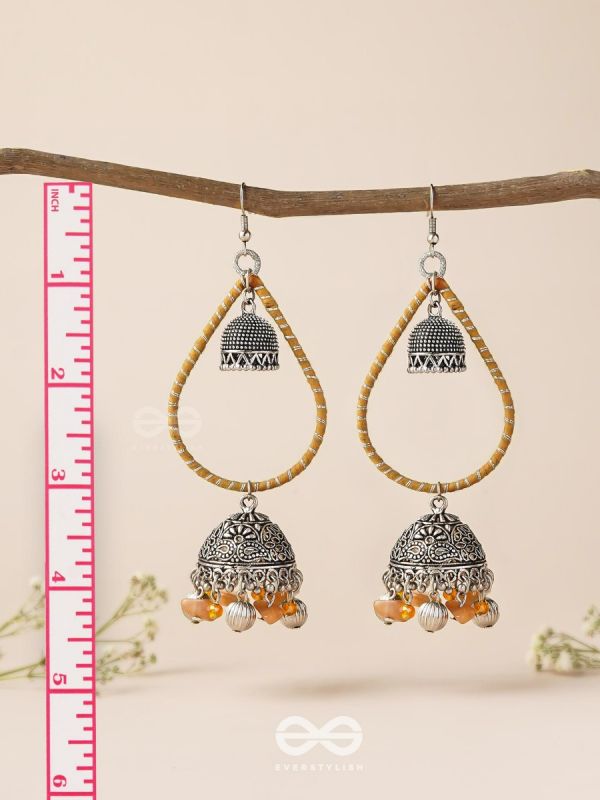 THE SUNLIT DROPS  - OXIDISED EMBELLISHED EARRINGS
