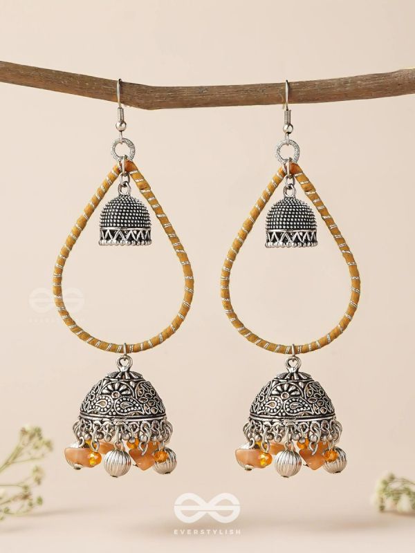 THE SUNLIT DROPS  - OXIDISED EMBELLISHED EARRINGS