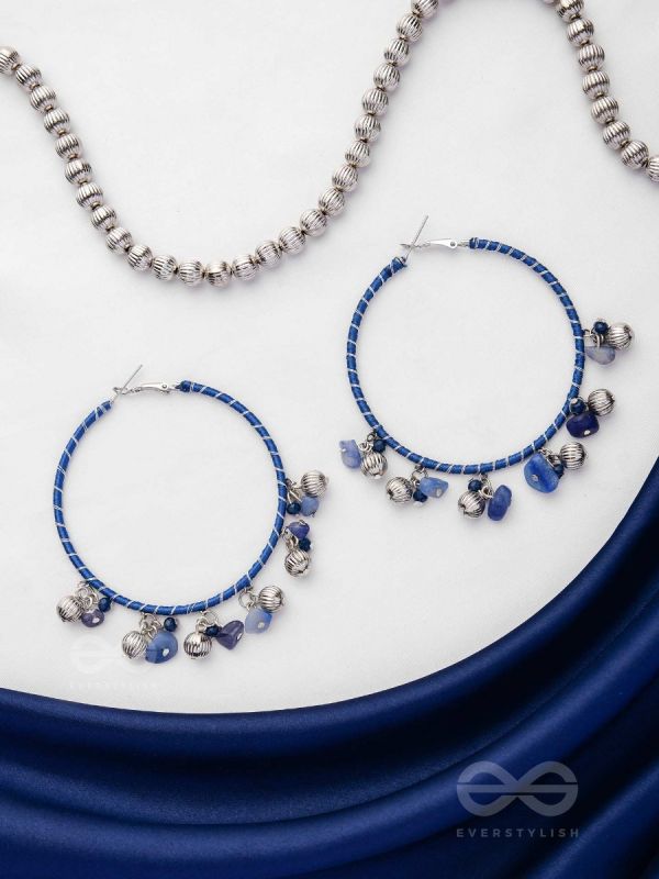 THE SAPHIRE THREADS - WRAPPED WITH SILK THREAD HOOP EARRINGS