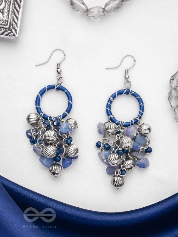 THE SAPHIRE GARDEN - WRAPPED WITH SILK THREAD DROP EARRINGS