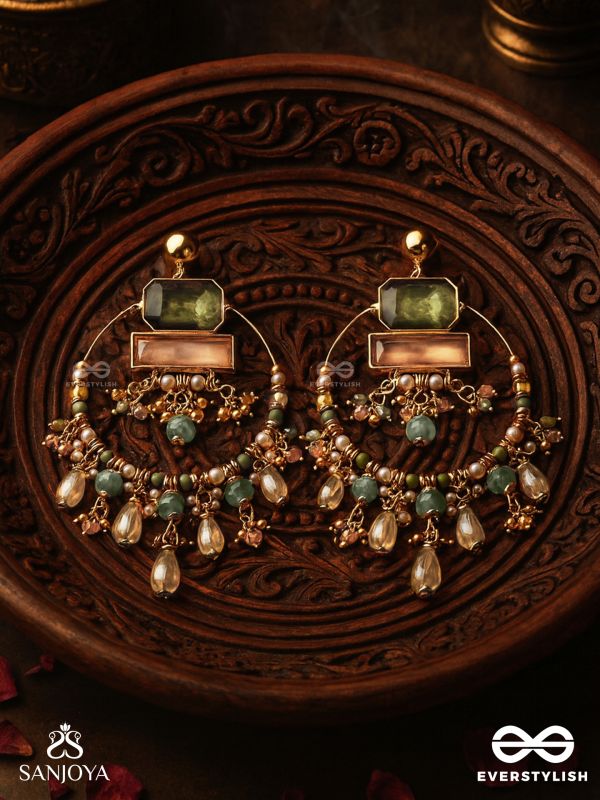 Abhivivas - The Shining Beauties - Statement Golden Embellished Earrings 
