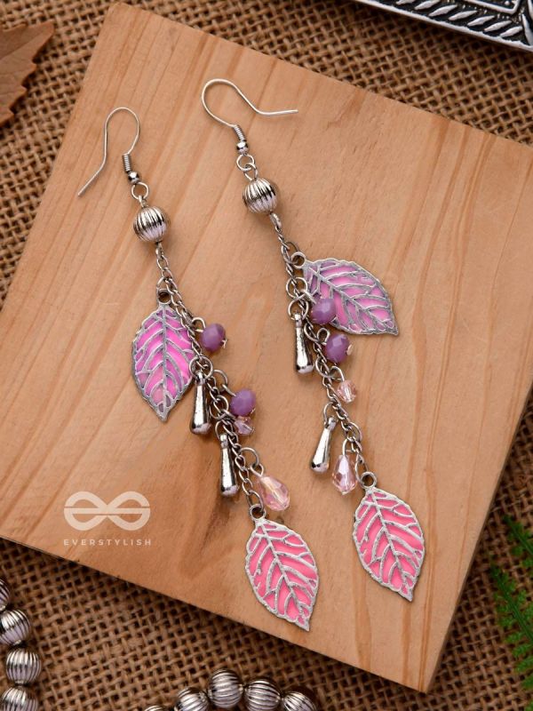 THE DANCING LEAFLETS - CASUAL DROP EARRINGS (PINK)
