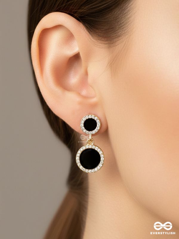 MIDNIGHT ENCHANTMENT - GOLDEN AND BLACK DROP EARRINGS