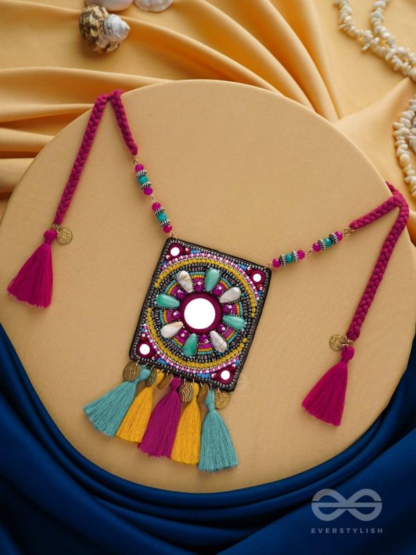 ABHATI - THE BRIGHT APPEARING - BEADS, SEQUINS, MIRROR AND METAL COINS EMBROIDERED NECKPIECE