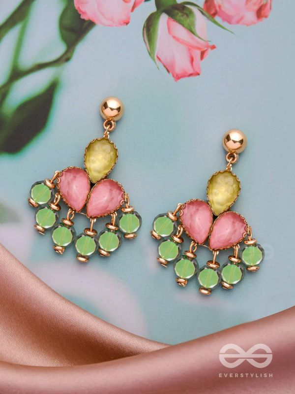 THE CHARMING ROSETTES - GOLDEN EMBELLISHED EARRINGS