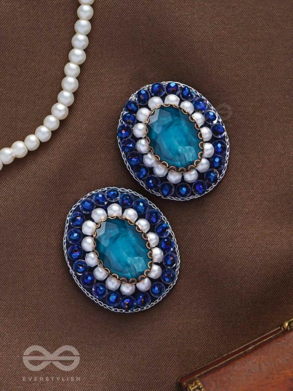 AMRITARA - THE ETERNAL ESSENCE - STONE, PEARLS AND SEQUINS EMBROIDERED EARRINGS