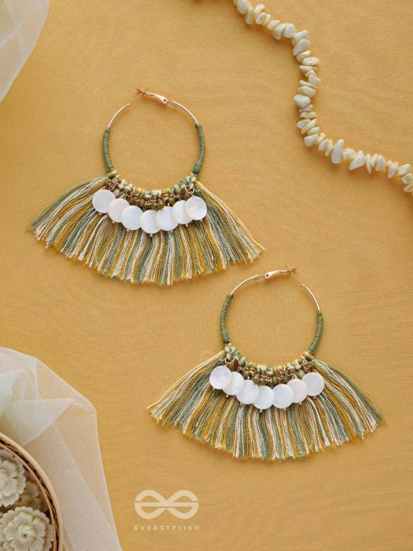 TATRABHAVA - THE COASTAL CARNIVALS - BEADS AND COTTON THREADS EMBROIDERED HOOP EARRINGS