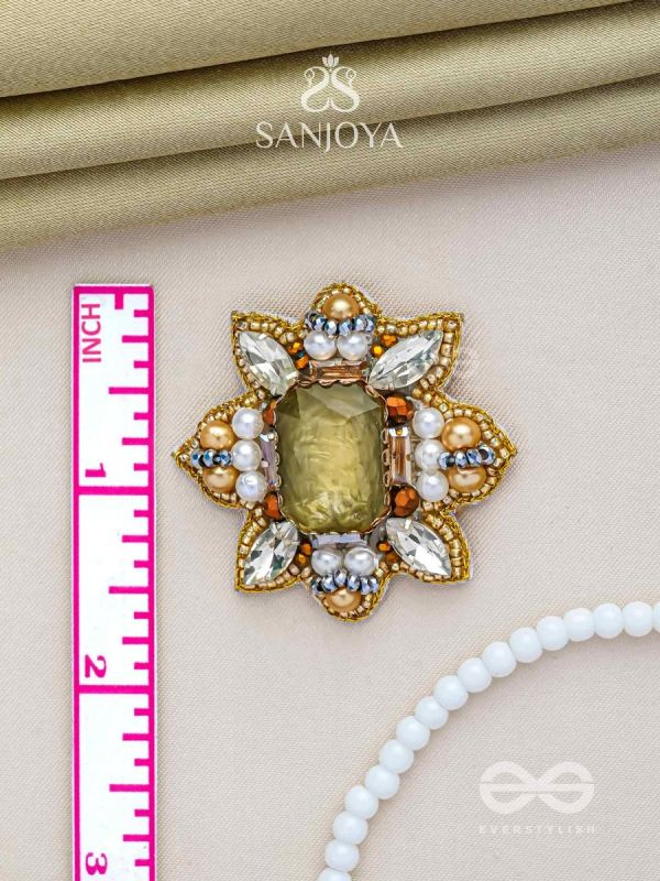 Dyauta -  Star Like Glow - Stone And Beads Hand Embroidered Stud Earrings