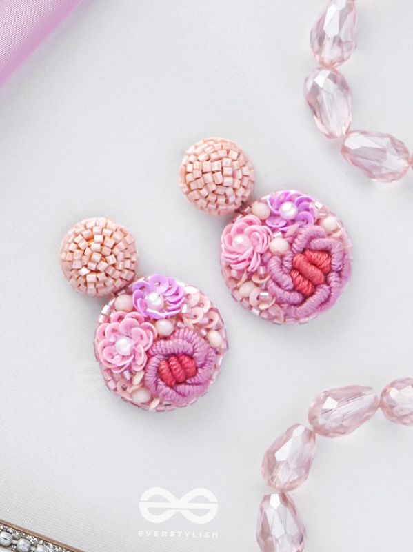 Pushpayita - Adorned With Flowers - Sequins, Cutdana, Resham And Beads Hand Embroidered Earrings