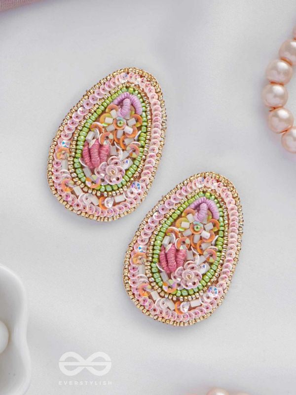 Abhra - The Clouded Glamour - Sequins, Resham And Beads Hand Embroidered Earrings