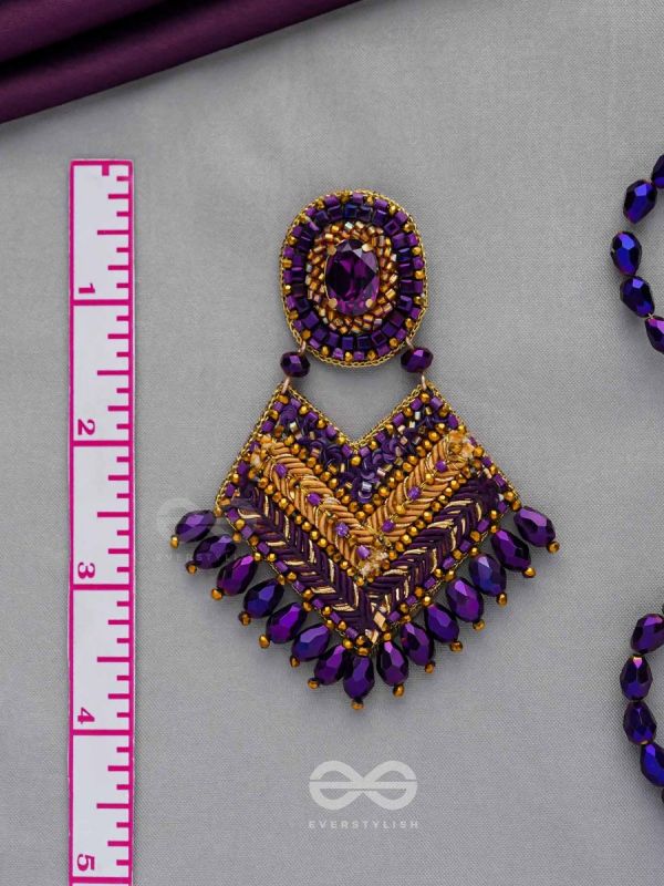 RATRIRAJA - THE DARK RADIANCE - STONE, GLASS DROP AND CUT DANA EMBROIDERED EARRINGS