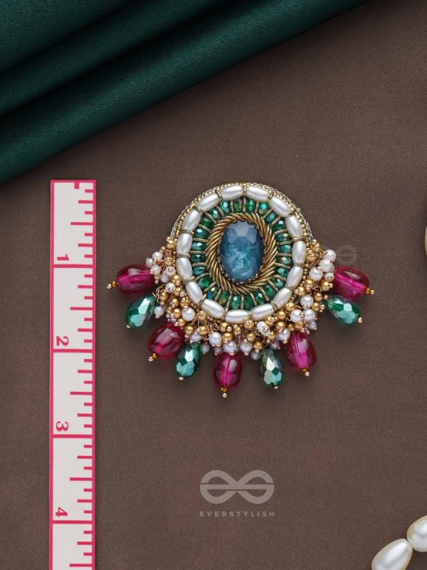 Ritashri - The True Beauty - Stone, Beads And Glass Drops Hand Embroidered Earrings