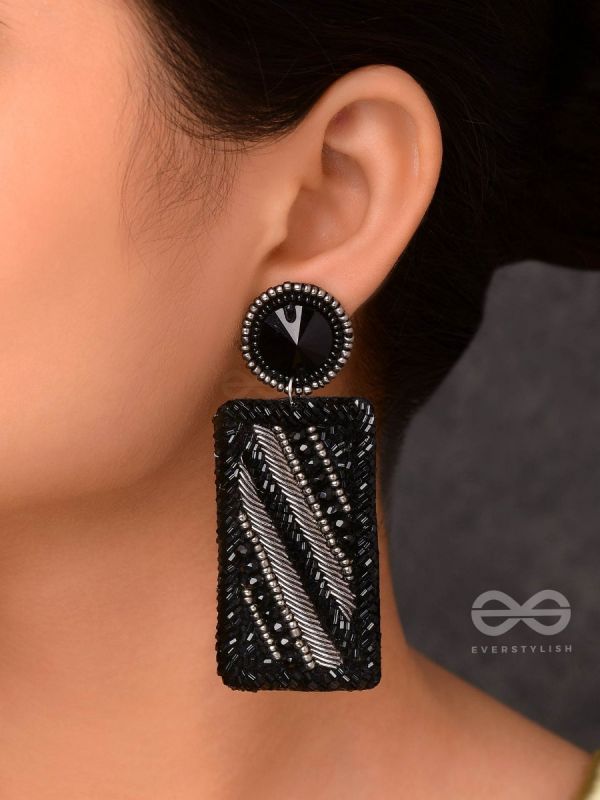RATRIKANTA - THE BEAUTY OF DARK - BEADS AND STONE EMBROIDERED EARRINGS