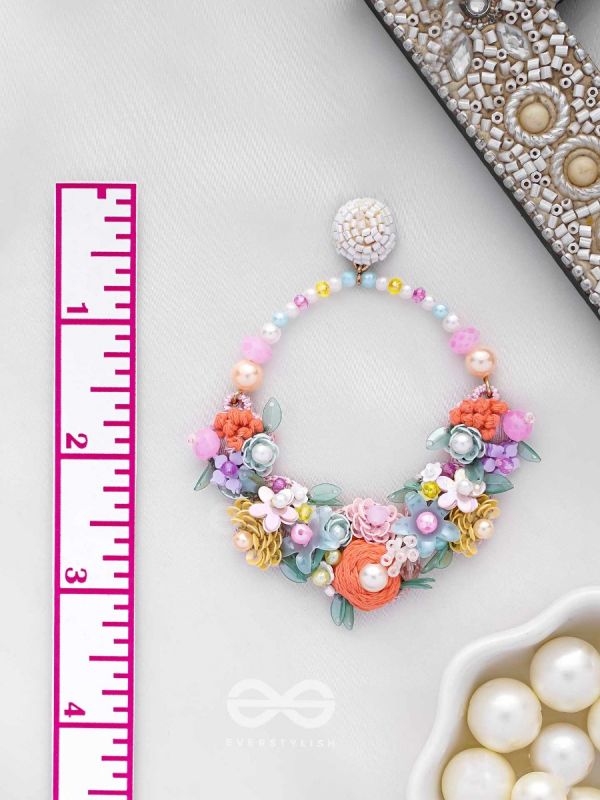 APANIDRA - THE FLORAL BEAUTY - SEQUINS, BEADS AND PEARLS EMBROIDERED EARRINGS