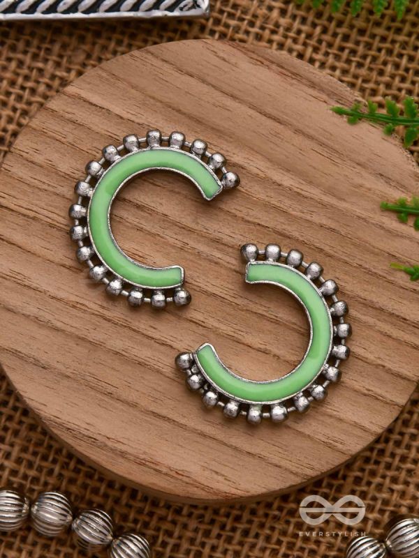 CRISP SPRINGTIMES - SILVER ENAMELLED EARRINGS