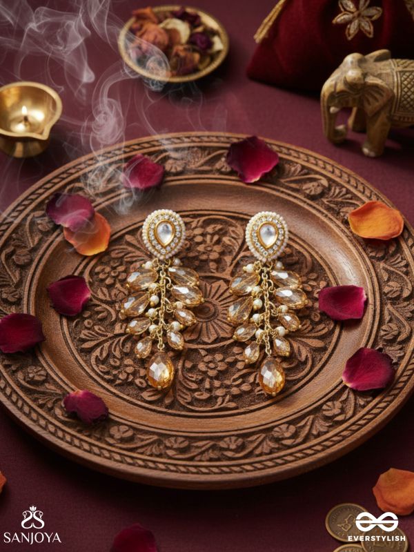 Svaru - The Sunshine Carnival - Golden Embellished Polki And Kundan Earrings