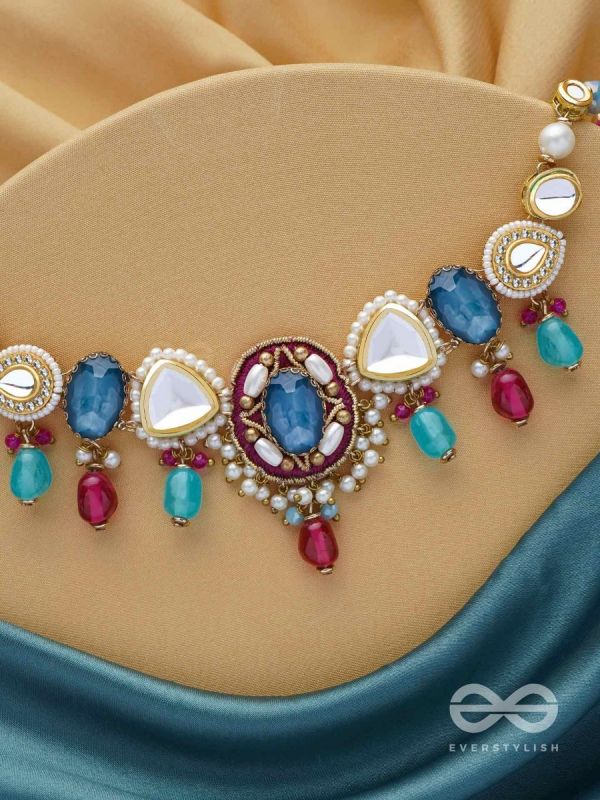 VAIYATYA - THE CELESTIAL GLOW - STONE, BEADS, POLKI AND KUNDAN FINISHED EMBROIDERED NECKPIECE