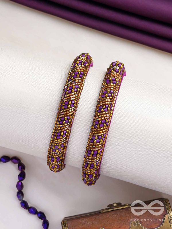 DHVANTI - THE DARK STAR - CUTDANA AND BEADS EMBROIDERED BANGLES (SET OF 2)