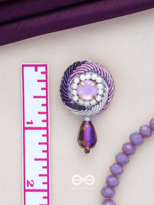 Arani - The Turning Round - Stone, Beads And Glass Drop Hand Embroidered Earrings