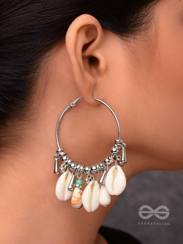Swings Of Seashore - Statement Silver Hoop Earrings