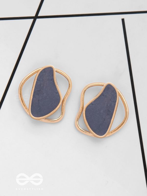 The Mystical Aura - Golden Enamelled Stud Earrings