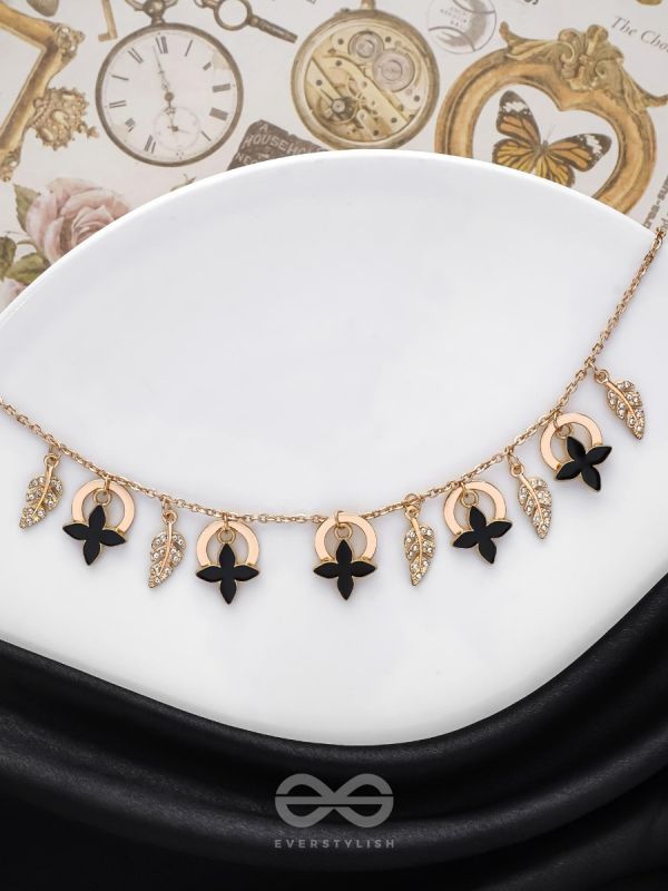 The Spring Shadows - Golden Embellished Enamelled Necklace With Anti-Tarnish Coating 