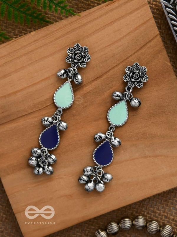 Rainy Day Delights - Silver Enamelled Earrings