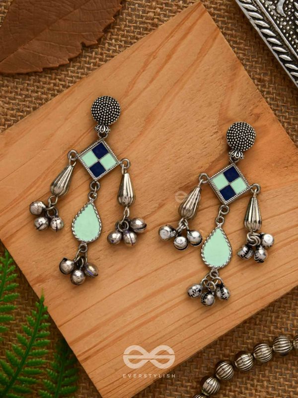 Minty Melodies - Enamelled Oxidised Earrings