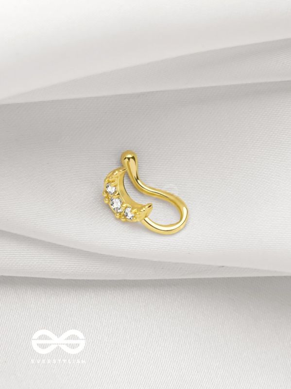 CRESENT MOONLIGHT - GOLDEN CZ NOSERING (NON-PIERCING)