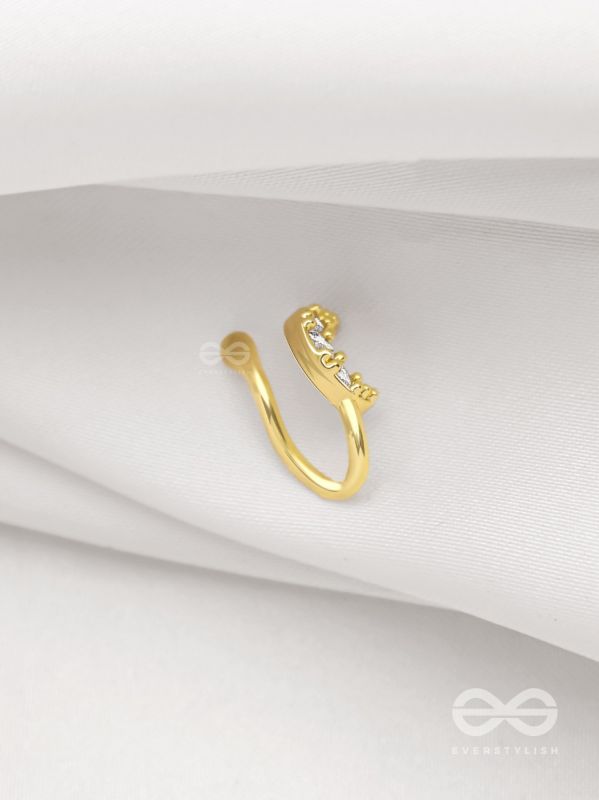 CRESENT MOONLIGHT - GOLDEN CZ NOSERING (NON-PIERCING)