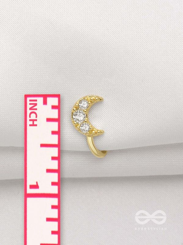 CRESENT MOONLIGHT - GOLDEN CZ NOSERING (NON-PIERCING)