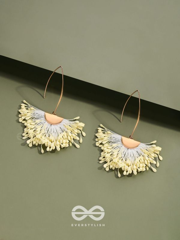 FREE SPIRIT SYMPHONY - GOLDEN EMBELLISHED EARRINGS (WHITE)