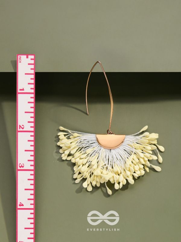 FREE SPIRIT SYMPHONY - GOLDEN EMBELLISHED EARRINGS (WHITE)