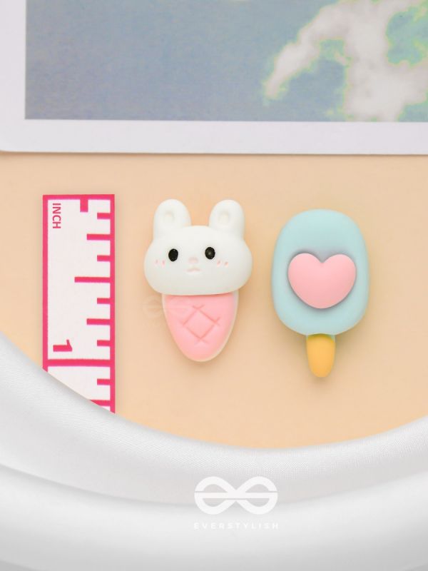 SCOOPS 'N CRUNCHES  - MISMATCHED ACRYLIC EARRINGS