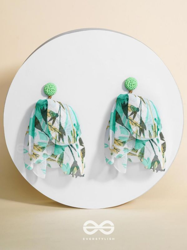 FLUFFY FANTASY - FABRIC EARRINGS (LIGHT GREEN)
