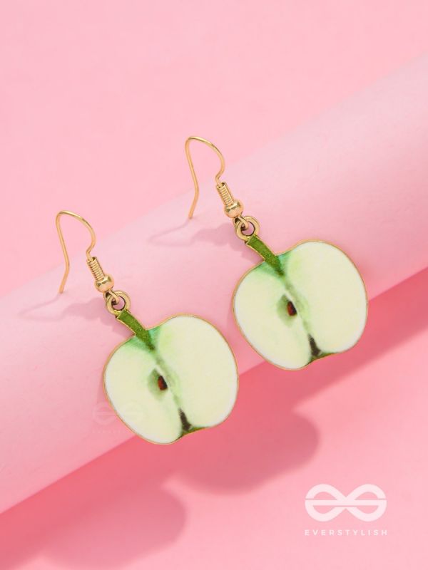 SWEET APPLE SERENADE - GOLDEN EMBELISHED EARRINGS