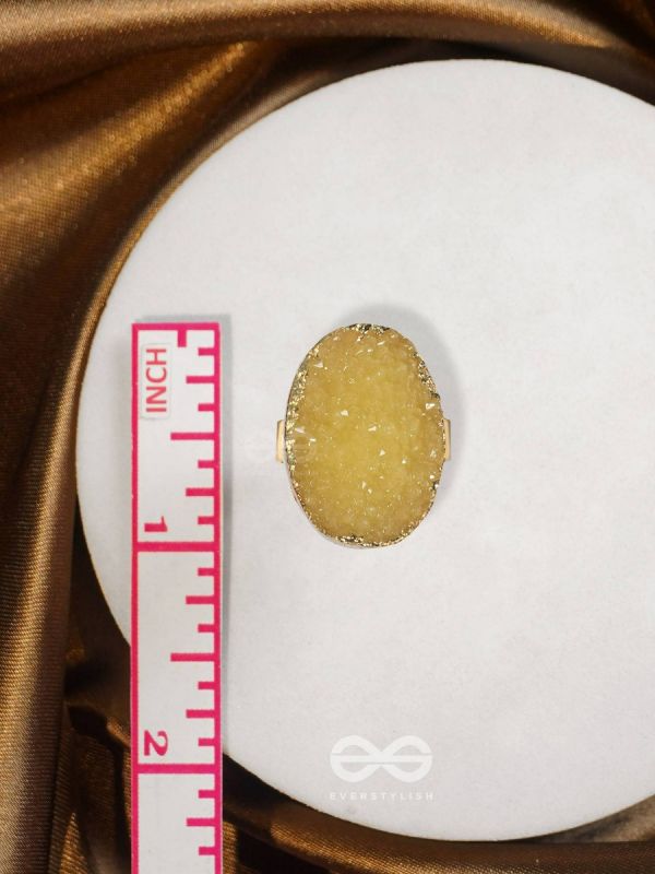 Crystal Frost - Yellow Druzy Ring (Adjustable)