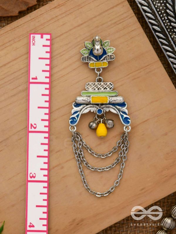 The Peacock Pride - Enamelled Oxidised Earrings