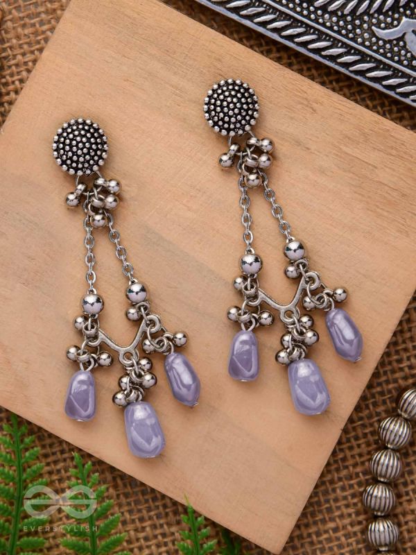 The Lilac Craze- Glass Drops Oxidised Earrings