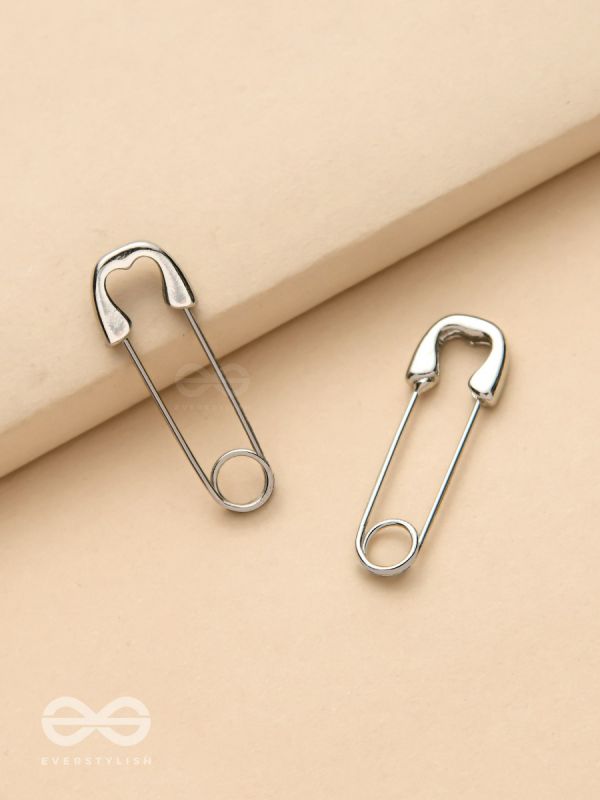 Pin It Up - Statement  Silver Earrings