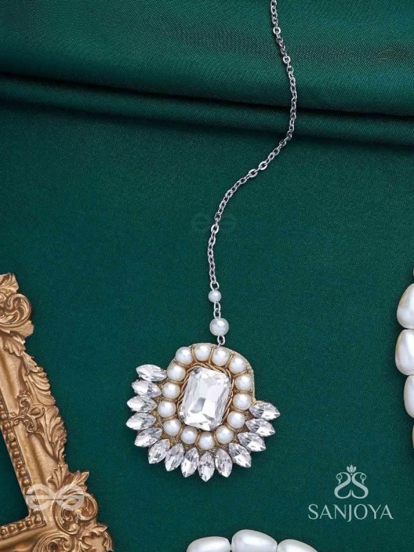 Adrisara - Essence Of Stones - Stones Hand Embroidered Maangtika