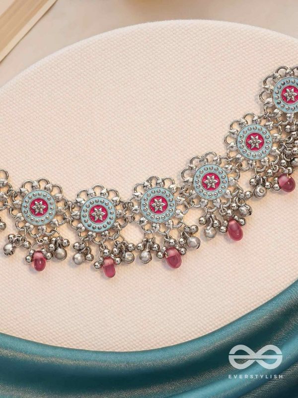 The Rosy Skies - Enamelled Oxidised Neckpiece