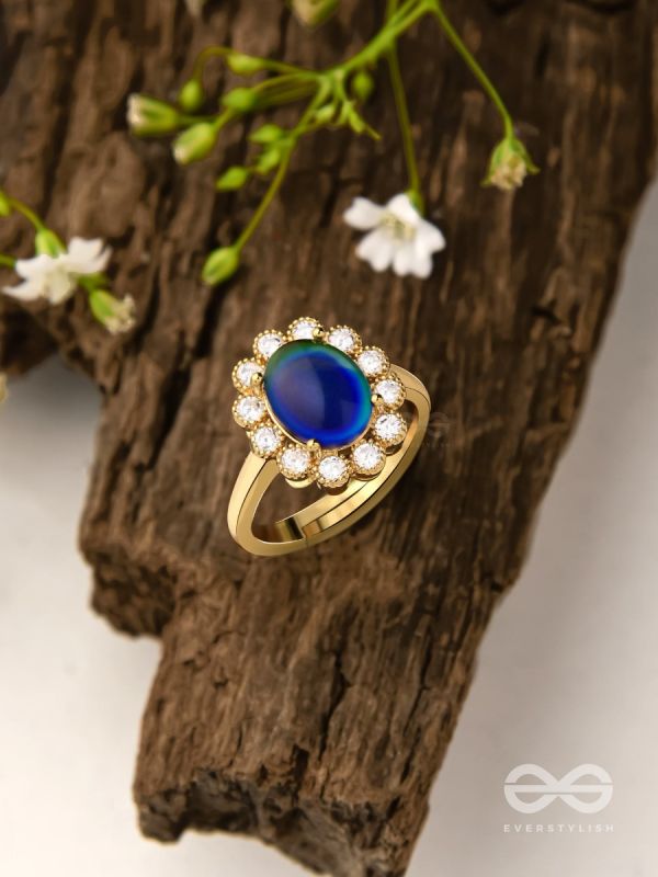 The Luminescent Loop - Golden Embellished Ring (Adjustable)