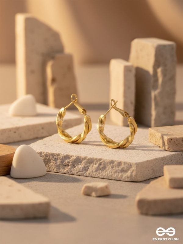 Twisted Story - Golden Hoop Earrings