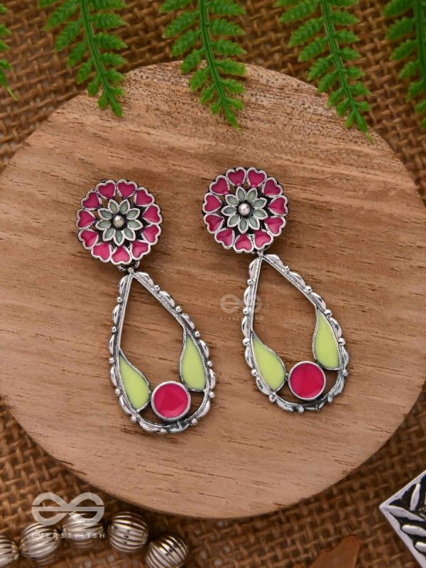 Enchanted Garden Wings - Statement Enamelled Oxidised Ear Jackets