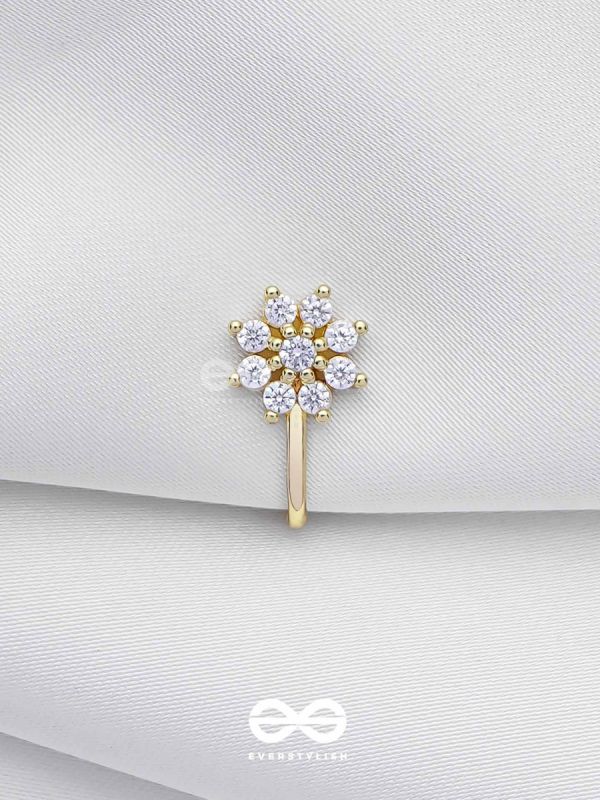 The Gorgeous Bloom - Golden Cubic Zirconia  NoseRing (NON-PIERCING)