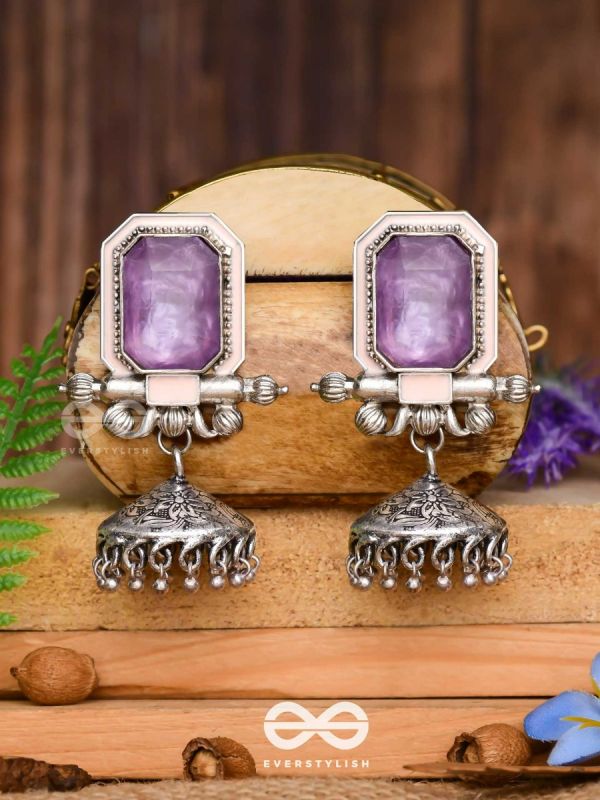 The Divine Midnight - Stone Enamelled Oxidised Earrings