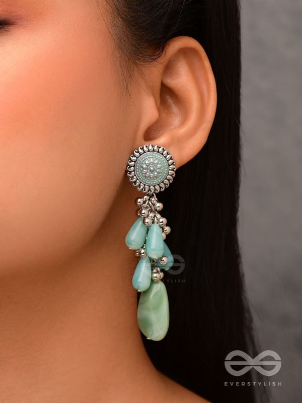 The Misty Drops - Enamelled Oxidised Earrings