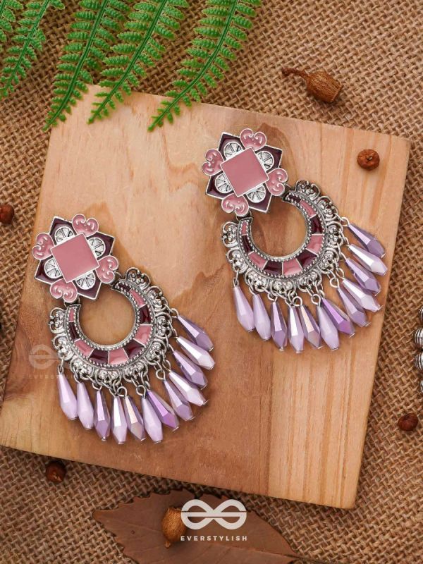 The Tender Lilac - Enamelled Oxidised Earrings